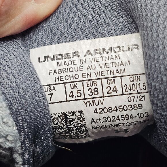 Under Armour Womens 7 Flow Breakthru 2 3024594 Gray Basketball Shoes Sneakers - Picture 8 of 9